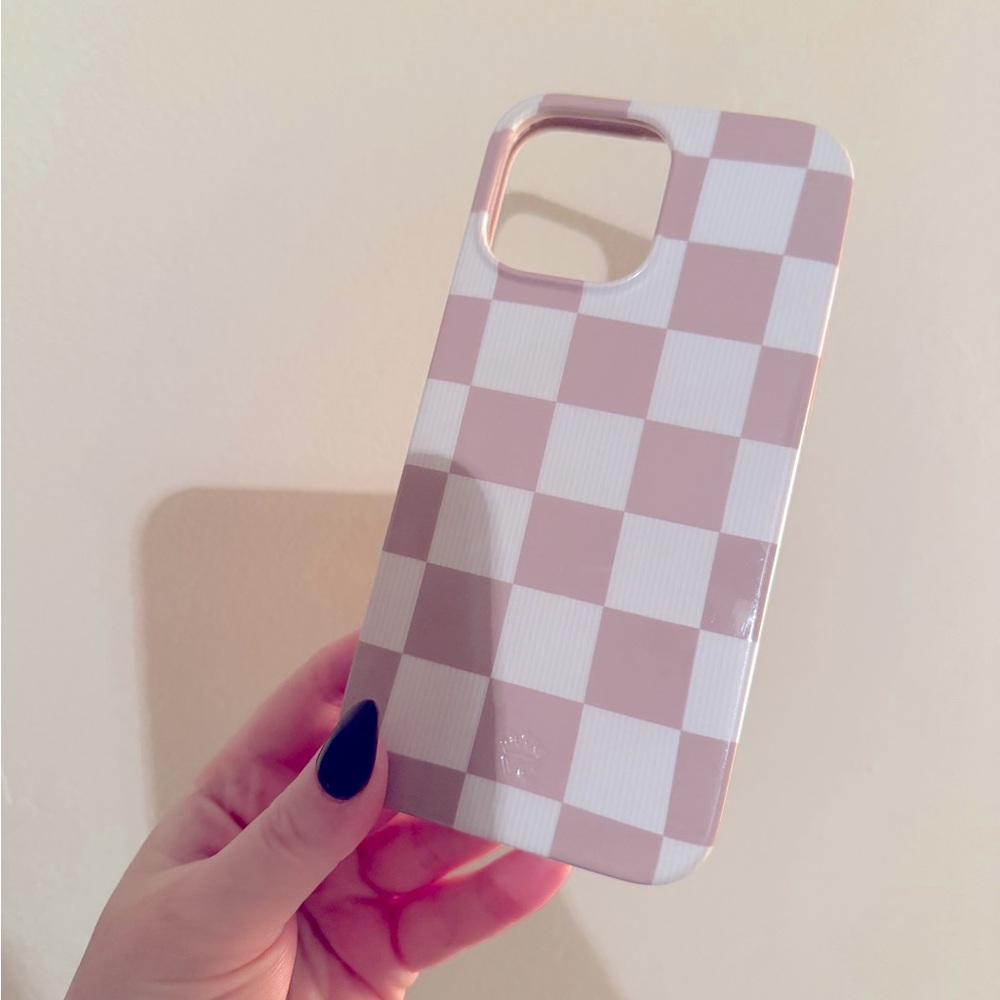 iPhone 13 Pro Max MagSafe Velvet Caviar Tan/white checkered phone case
